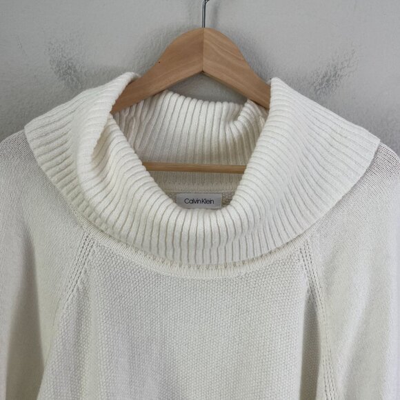NEW Calvin Klein Womens XL Ivory Cowl Neck Sweater Raglan Sleeve Knit Top - Picture 8 of 11